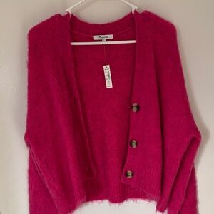 Fuzzy hot pink cardigan